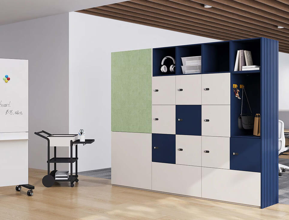 Lockers with Magnetic Whiteboard Panel